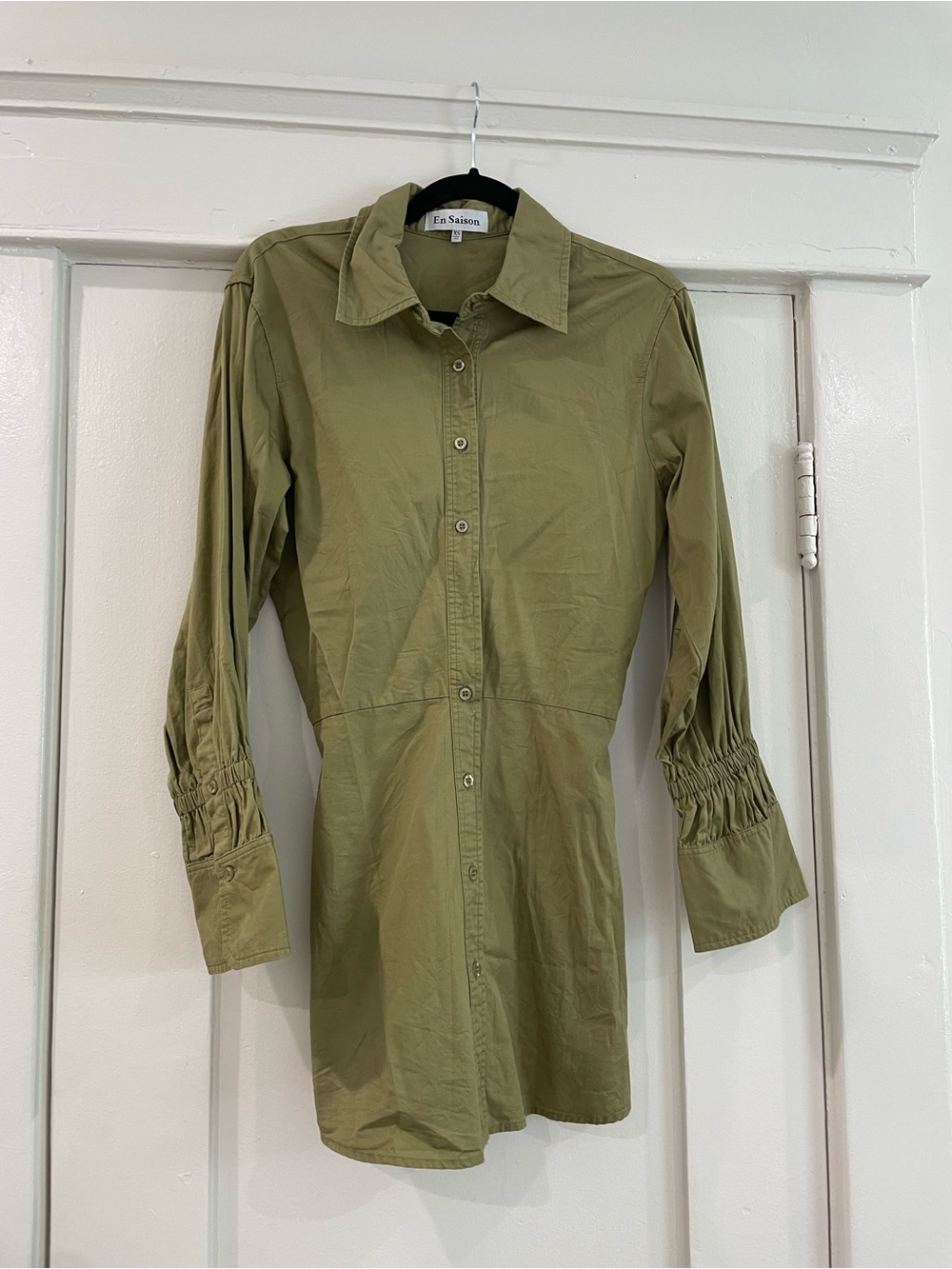 En Saison Olive Mini Shirt Dress